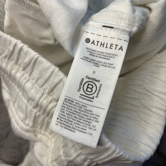 Athleta Cabo Linen Wide Leg Pant, Calla Lily SIZE 0, drawstring travel pant EUC! - Picture 15 of 16